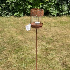 Solblomma ljusstake med stav Rost