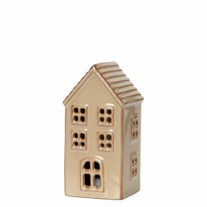 Keramikhus med ledljus beige