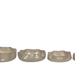 Bricka/Skål/Ljusfat Plisse Emalj Sand