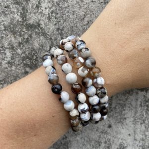 Armband sten brun beige